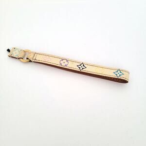 Louis Vuitton Cell Phone Charm Strap Lanyard Leather White Colorful Logo Fair